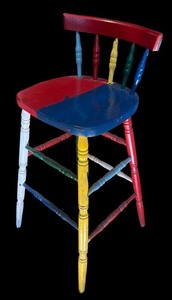 lot 148R image: K - Vintage Multicolor Painted Wooden Bar Stool