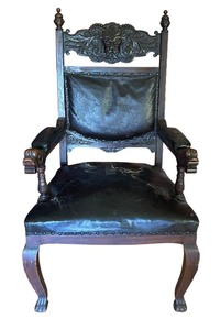 lot 183R image: LR - Vintage Ornate Carved Wood Arm Chair