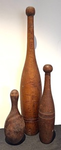 lot 191R image: LR - Set of 3 Vintage Wooden Pins
