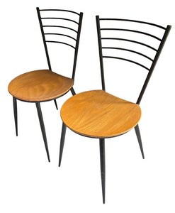 lot 245R image: LR - Pair of Metal and Wood Accent Chairs