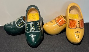 lot 259R image: LR - Set of 2 Pairs Vintage Wooden Dutch Clogs