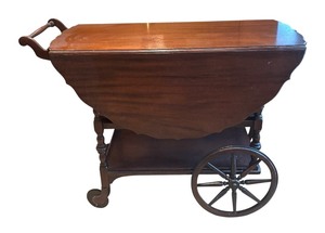lot 287R image: U - Vintage Wooden Drop Leaf Tea Cart