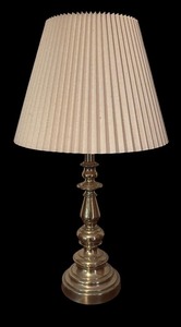 lot 304R image: U - Vintage Brass Table Lamp with Pleated Shade