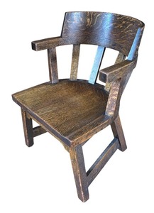 lot 307R image: U - Vintage Wooden Armchair with Curved Backrest