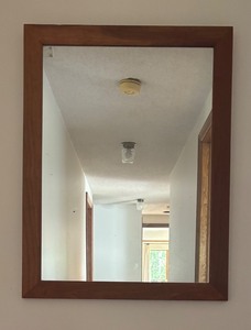 lot 317R image: U - Vintage Wall Mirror with Wood Frame