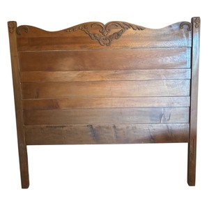lot 322R image: U - Vintage Full Size Wooden Headboard with Carved Details