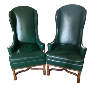 lot 295R image: U - Pair of Vintage Andersons High-Back Wing Chairs