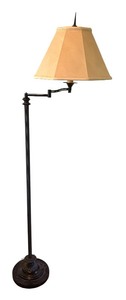 lot 299R image: U - Vintage Floor Lamp with Shade and Ornate Metal Base