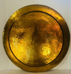 lot 100C image: K - Vintage 26-Inch Brass Serving Tray Made in Hong Kong