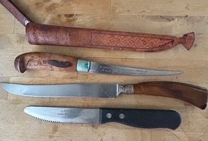 lot 137C image: K - Collection of 3 Vintage Kitchen and Fillet Knives Including Marttiini Finland and Adcraft Gaucho