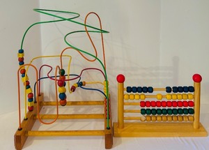 lot 173C image: K - Handmade Wooden Bead Maze and Abacus Set