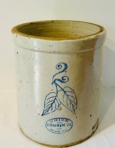 lot 211C image: K - Antique 2 Gallon Union Stoneware Co Crock Red Wing MN
