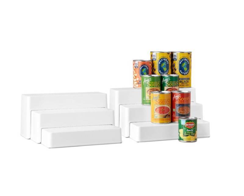 lot 265 image: NEW YouCopia ShelfSteps 2 Pack 3-Shelf Can Organizer Set - White