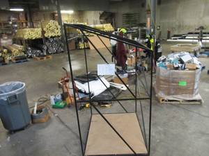 lot 111 image: Welded Black Metal Frame Built to Fit Onto Pallets with Angled Roof - Perfect for Projects