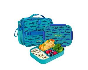 lot 175 image: NEW Bentgo 2-Piece Kids Snap & Go Lunch Set Leak-Proof Lunch Box & Deluxe Insulated Lunch Bag - Shark