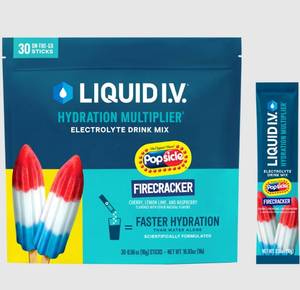 lot 198 image: Liquid I.V. Hydration Multiplier Electrolyte Drink Mix, Popsicle Firecracker, 0.56 oz, 30 count
