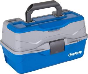 lot 149 image: NEW Flambeau Outdoors 6382TB 2-Tray Tackle Box - Classic Fishing Lure Storage Organizer, Medium Portable Tackle Box, 15 Tray Compartments, BlueGray