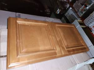lot 61 image: Red brown wall cabinets and doors