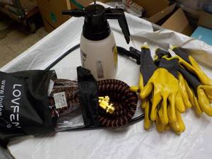 lot 152 image: Garden Hose, Sprayer, and Gloves...