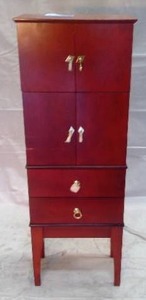lot 40 image: Red Jewelry Cabinet