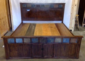 lot 69 image: King Wooden Platform Bed Frame