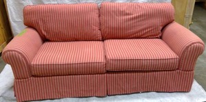 lot 106 image: Red Striped Couch
