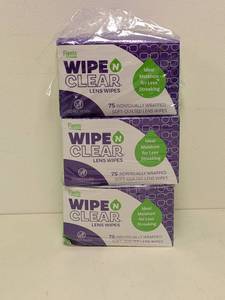 lot 5 image: (3) FLENTS WIPE N CLEAR LENS WIPES-75 COUNT