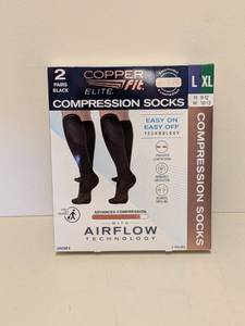 lot 30 image: COPPERFIT ELITE COMPRESSION SOCKS LXL 2PK.