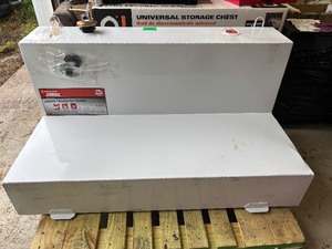 lot 02 image: Jobox L-Shaped Steel Liquid Transfer Tank in White BRAND NEW - SMALL DENT See Pictures Model # 480000 MSRP $719.25