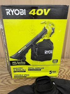 lot 22 image: Ryobi 40V Vac Attack Cordless Battery Leaf VacuumMulcher LIGHTLY USED RY40405BTL MSRP $149