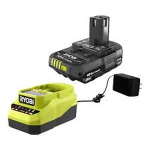 lot 41 image: RYOBI ONE 18V Lithium-Ion 2.0 Ah Compact Battery and Charger Starter Kit    Customer Returns See Pictures