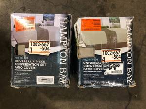 lot 2 image: Lot of Hampton Bay Chat Set Outdoor Patio Cover  Customer Returns See Pictures