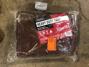 lot 43 image: Everbilt 12 ft. x 16 ft. Brown and Silver Heavy Duty Tarp    Customer Returns See Pictures
