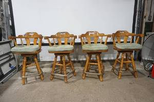 lot 56 image: Wooden Swivel Bar Stools (4ct)