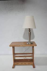 lot 61 image: Side Table With Lamp 12x2x18 (21 mounted lamp)