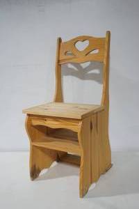 lot 63 image: Wooden Hearts Folding ChairStep Stool.