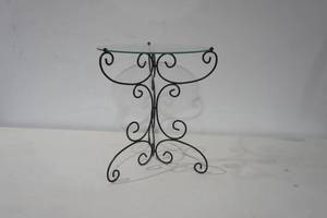 lot 68 image: Decorative Side Table (glass top with metal bottom)