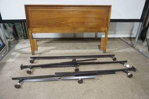 lot 79 image: Adjustable Metal Frame and Headboard