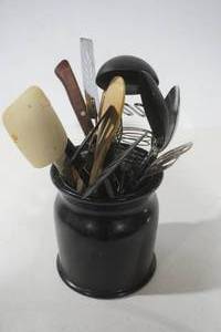 lot 110 image: Kitchen Utensils & StoneCeramic Holder