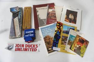 lot 169 image: Vintage Magazines, Church Books, Cribbage Board, Cards, Can Koozies