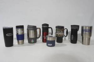 lot 177 image: Variety of Travel Mugs and Stainless Steel Cups