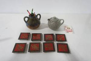 lot 199 image: Pottery, Metal Chinese Coasters (8ct)