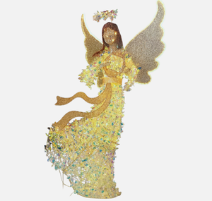 lot 63 image: Members Mark 6ft. Pre-Lit Sparkling Iridescent Angel with Light Motion Wings