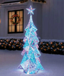 lot 64 image: Members Mark 6ft Cool White LED Pre-Lit Prismatic Tree