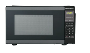 lot 206 image: Hamilton Beach 0.9 Cu ft Countertop Microwave Oven, 900 Watts, Black Stainless Steel