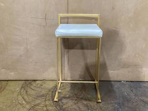 lot 466 image: White PU Leather Seat Barstools Breakfast High Chair Armless Kitchen Breakfast Counter Chairs,with Back & Footrest, Sitting Height 75cm