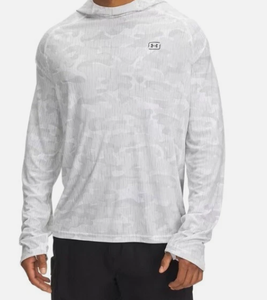 lot 445 image: Under Armour 6000958 UA Mens Fish ELITE White Gray Camo Hoodie Shirt, Size 2XL