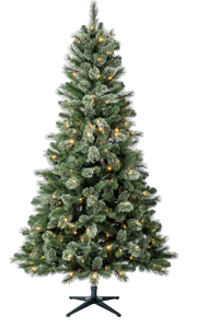 lot 66 image: 7.5 Pre-Lit Liberty Cashmere Pine Green Artificial Christmas Tree with Color-Changing LED Lights and Quick Set, by Holiday Time