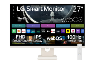 lot 69 image: LG 27 FHD IPS Smart Monitor with webOS 100Hz, White, 27U55WSA-W