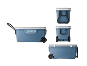 lot 85 image: Coleman 316 Series 100QT Ice Chest Rolling Cooler with Wheels, Lakeside Blue